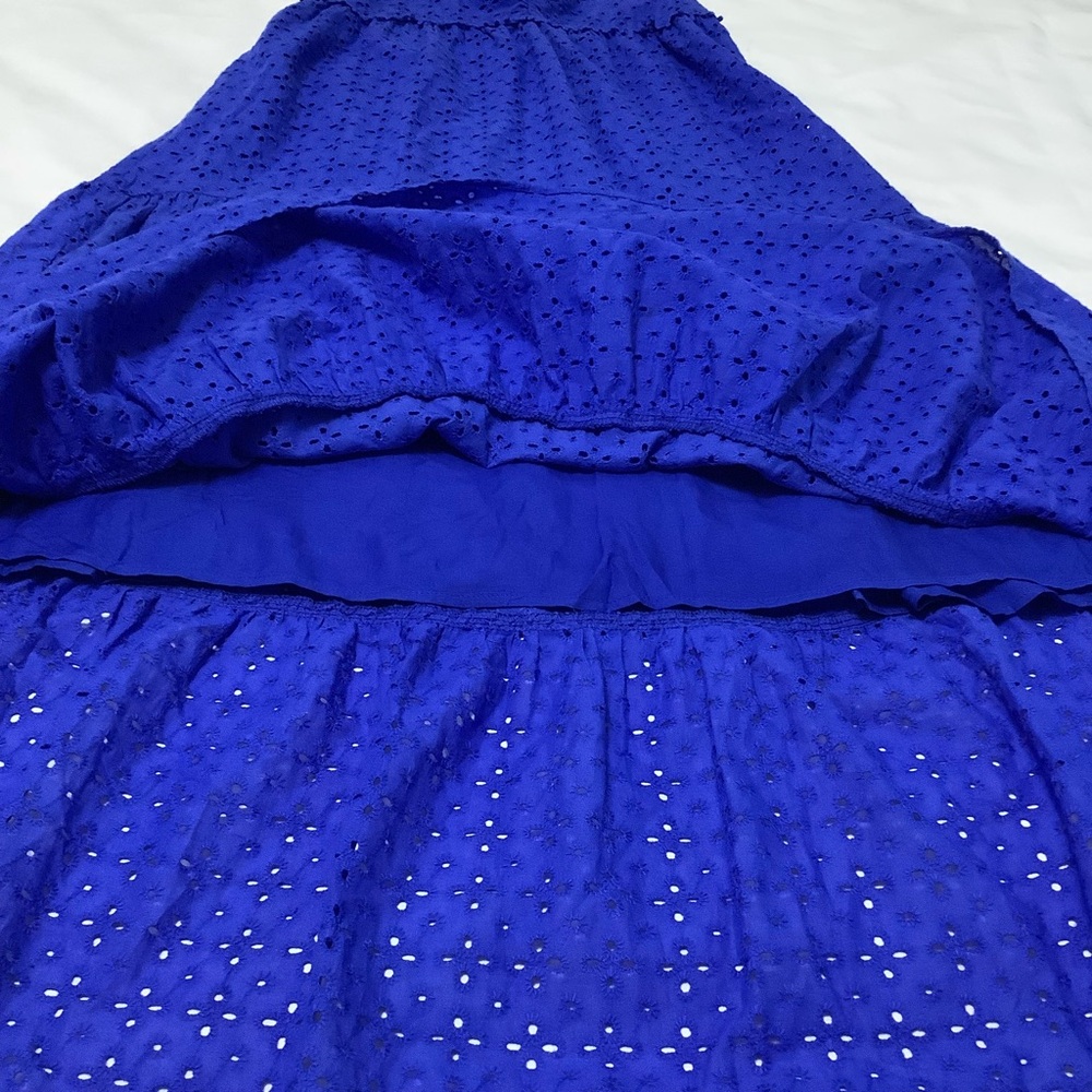 Zara Blue Eyelet Midi Summer  Dress XS (W699) - Picture 12 of 16